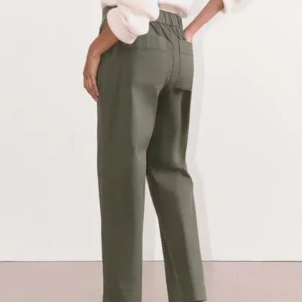 Everlane The Easy Pant Straight Leg Chino Pull-On Olive Green XS Hemmed